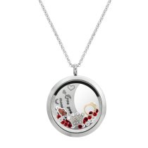 Love You to the Moon and Back Crown Wedding Ring Floating Locket Crystal Charm Chain Necklace Pendant 30mm