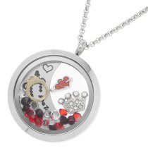 Love You to the Moon and Back Crown Wedding Ring Floating Locket Crystal Charm Chain Necklace Pendant 30mm
