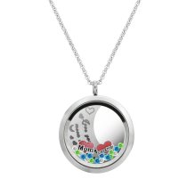 Love You to the Moon and Back Mom Daughter Family Floating Locket Crystal Charm Necklace Pendant 30mm