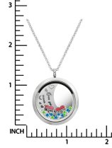 Love You to the Moon and Back Mom Daughter Family Floating Locket Crystal Charm Necklace Pendant 30mm