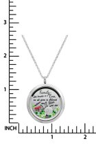 Family Tree Love Heart Round Floating Locket Crystals Charm Necklace Pendant