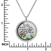 Family Tree Love Heart Round Floating Locket Crystals Charm Necklace Pendant