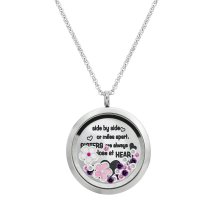Side ... Sister Are Always Close At Heart Family Daisy Flower Floating Locket Crystals Charm Necklace Pendant