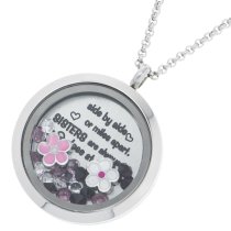 Side ... Sister Are Always Close At Heart Family Daisy Flower Floating Locket Crystals Charm Necklace Pendant
