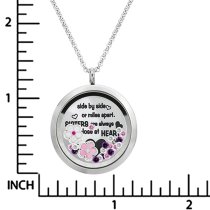 Side ... Sister Are Always Close At Heart Family Daisy Flower Floating Locket Crystals Charm Necklace Pendant