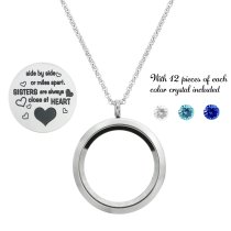 Side ... Sister Are Always Close At Heart Family Daisy Flower Floating Locket Crystals Charm Necklace Pendant