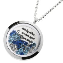 Side ... Sister Are Always Close At Heart Family Daisy Flower Floating Locket Crystals Charm Necklace Pendant