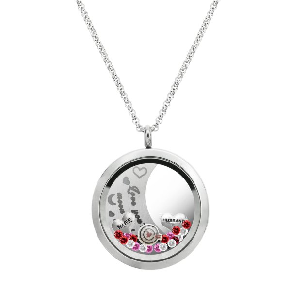 Love You to the Moon and Back Wife Husband Marriage Floating Locket Crystal Charm Necklace Pendant 30mm