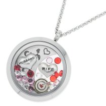 Love You to the Moon and Back Wife Husband Marriage Floating Locket Crystal Charm Necklace Pendant 30mm