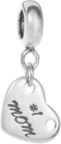Antique Sterling Silver Love Heart Best #1 Mom Dangle Bead for European Charm Bracelets