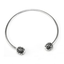 Sterling Silver Butterfly Balls Bangle Bracelet for European Bead Charms, 6.5″ to 8.5″