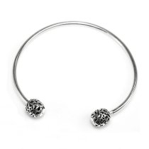 Sterling Silver Butterfly Balls Bangle Bracelet for European Bead Charms, 6.5" to 8.5"