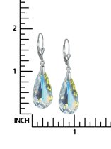 Sterling Sivler Teardrop Clear AB Crystals Leverback Dangle Earrings Using Swarovski Elements Crystal