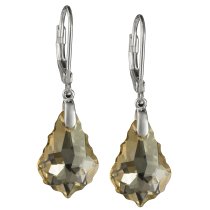 Sterling Silver Baroque Golden Shadow Crystals Leverback Dangle Earrings Using Swarovski Elements