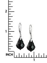 Sterling Silver Baroque Jet Black Crystals Leverback Dangle Earrings Using Swarovski Elements