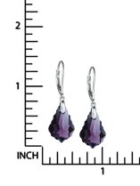 Sterling Silver Baroque Amethyst Purple Crystals Leverback Dangle Earrings Using Swarovski Elements