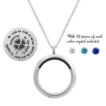 We are Best Friends connected by the heart Friendship Four Leaf Clover Floating Locket Crystals Charm Necklace Pendant