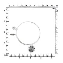 Sterling Silver My Sunshine Smiley Dangle Charm Expandable Bangle Bracelet