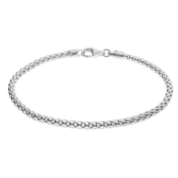Sterling Silver 3mm Popcorn Chain Bracelet for European Bead Charm 7 Inches