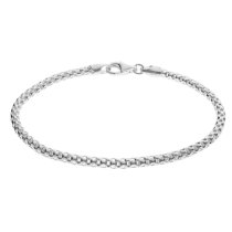 Sterling Silver 3mm Popcorn Chain Bracelet for European Bead Charm 8 Inches