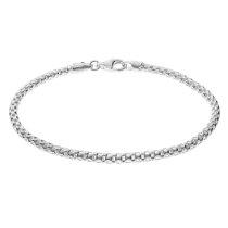 Sterling Silver 3mm Popcorn Chain Bracelet for European Bead Charm 8 Inches