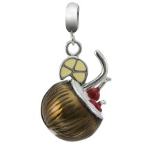 Rhodium on 925 Sterling Silver Coconut Cocktail Drink Enamel Dangle for European Charm Bracelet