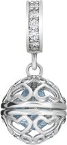 Rhodium on 925 Sterling Silver March Imitation Birthstone Blue Dangle Bead for European Charm Bracelets