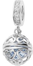 Rhodium on 925 Sterling Silver March Imitation Birthstone Blue Dangle Bead for European Charm Bracelets
