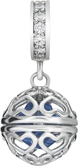 Rhodium-Plated 925 Sterling Silver December Imitation Blue Dangle Charm — Made by Qina C
