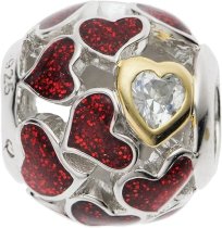 Rhodium on 925 Sterling Silver Lover Heart Infinity Love Enamel Bead for European Charm Bracelets