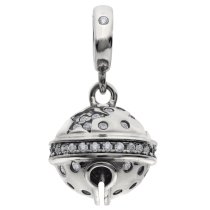 Rhodium on 925 Sterling Silver Jingle Bell dangle Bead for European Charm Bracelets