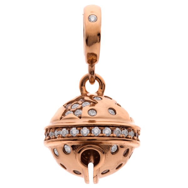 Rose Gold Tone 925 Sterling Silver Jingle Bells Dangle Bead for European Charm Bracelets