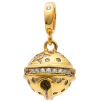 Gold-tone 925 Sterling Silver Twinkle Star CZ Jingle Bell Dangle Bead for European Charm Bracelets