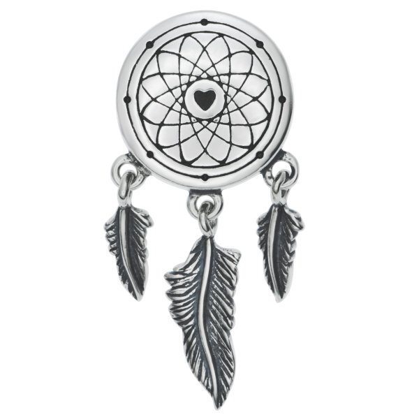 Sterling Silver Dream Catcher Net Feather Dangle Bead for European Charm Bracelets
