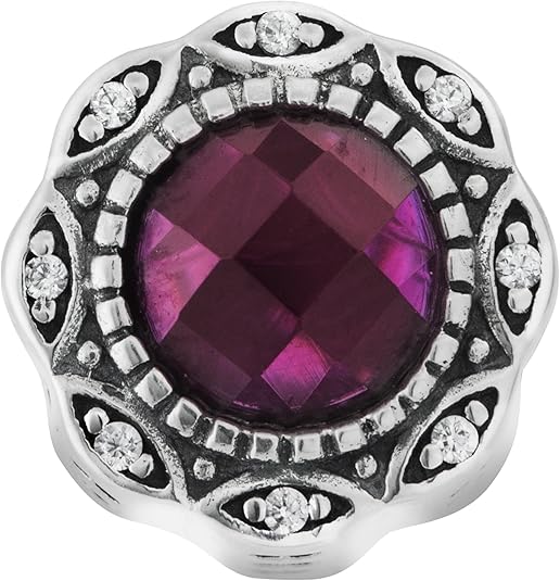 Queenberry Sterling Silver Flower Cubic Zirconia Pink Rose Sun Flower Crystal European Style Bead Charm Mothers Day Valentines Gift