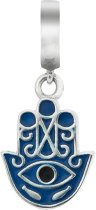 Sterling Silver Enamel Evil Eye Hamsa Hand of Fatima Protection Luck Dangle Bead for European Charm Bracelets
