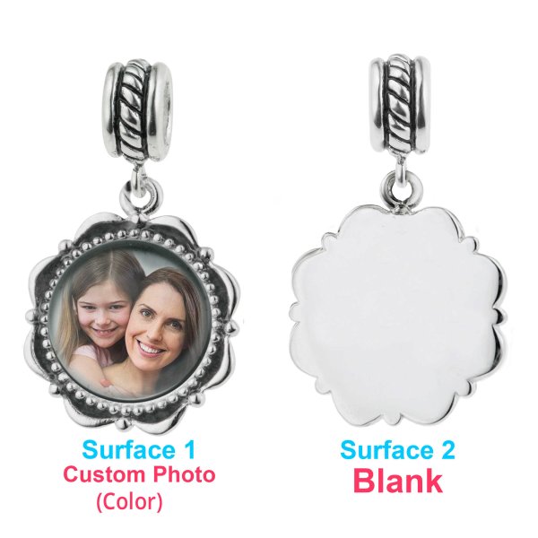 925 Sterling Silver Personalized Photo Dangle Charm Bead