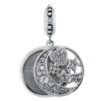 Sterling Silver Photo Moon Star Dangle Bead for Charm Bracelets Made of Swarovski Crystals