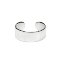 Sterling Silver Round Plain Ring Clip-on Cuff Earrings / Ear Cuffs Wrap 13mm