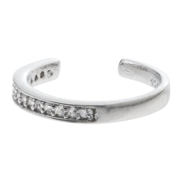 Rhodium on 925 Sterling Silver Round Ring Clear CZ Crystal Clip Cuff Earrings / Ear Cuffs Wrap 13mm