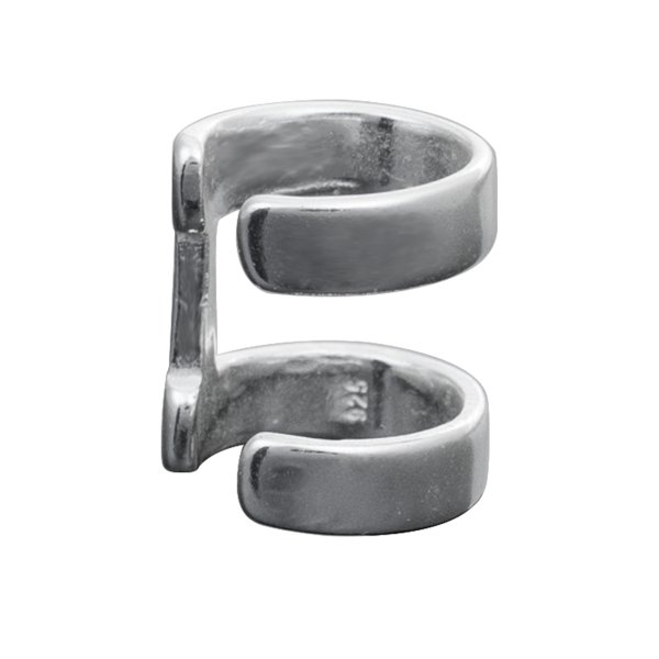 925 Sterling Silver Round Double Ring Cuff Earring / Clip-on Ear Cuffs Wrap