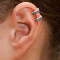 925 Sterling Silver Round Double Ring Cuff Earring / Clip-on Ear Cuffs Wrap