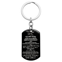 To My Son I Want You to Believe Love Mom Personalized Text Dog Tag Key Chain