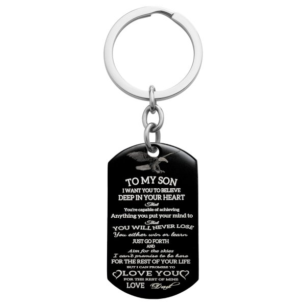 To My Son I Want You to Believe Love Dad Personalized Photo Text Dog Tag Key Chain