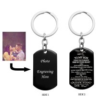 To My Son I Want You to Believe Love Dad Personalized Photo Text Dog Tag Key Chain