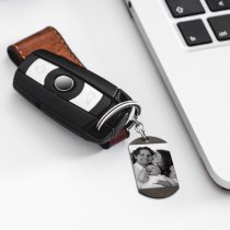 To My Son I Want You to Believe Love Dad Personalized Photo Text Dog Tag Key Chain