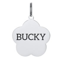 Stainless Steel Personalized Custom Daisy Flower Pet Id Tags Dog & Cat Pet Identification w/ Split Ring