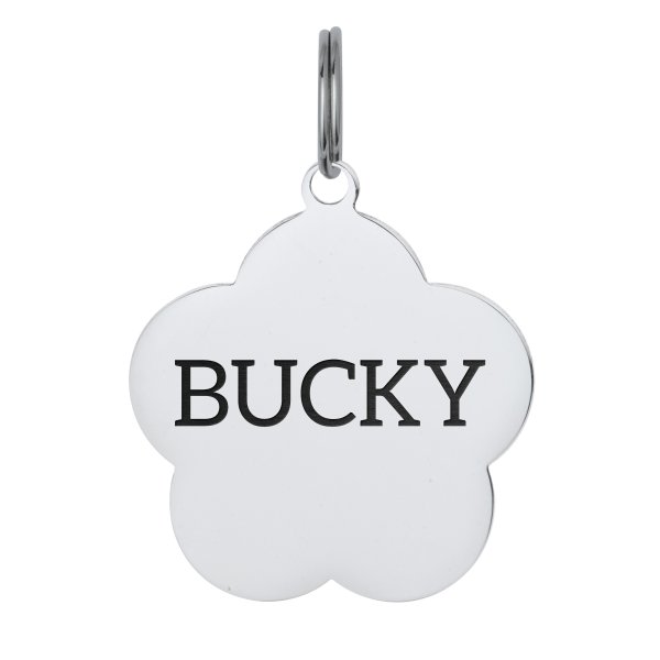 Stainless Steel Personalized Custom Daisy Flower Pet Id Tags Dog & Cat Pet Identification w/ Split Ring