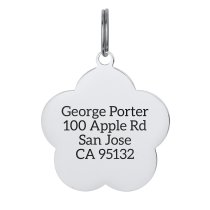 Stainless Steel Personalized Custom Daisy Flower Pet Id Tags Dog & Cat Pet Identification w/ Split Ring