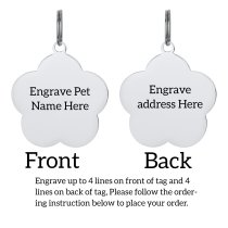 Stainless Steel Personalized Custom Daisy Flower Pet Id Tags Dog & Cat Pet Identification w/ Split Ring